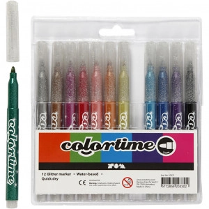 Colortime Glitzerstift, Strichstärke: 4,2mm, 12 Stk, Farbenmix
