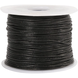 Lederband, Dicke 1 mm, Schwarz, 50m/ 1 Rolle