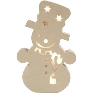 Leuchtende Pappmaché-Figur, Schneemann, H 27 cm, T 4 cm, B 17,5 cm, 1