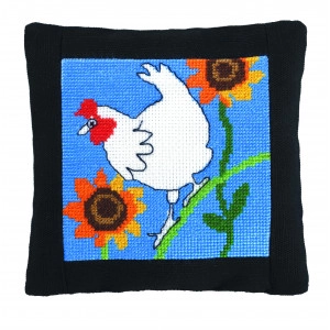 Permin Stickerei-Set Kissen Henne 14x14cm