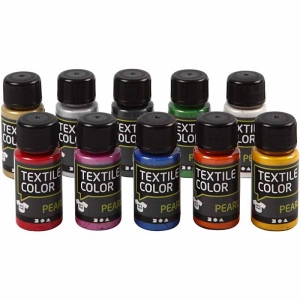 Textilfarbe, Perlmutt, Sortierte Farben, 10x50ml/ 1 Pck