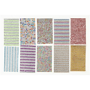 Strassstein-Sticker, D 4-6 mm, Blatt 16x9,5 cm, Sortierte Farben, 10Bl