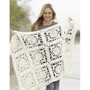 Winter Crystal by DROPS Design - Häkelmuster mit Kit Decke mit Quadrat - 80x104 cm