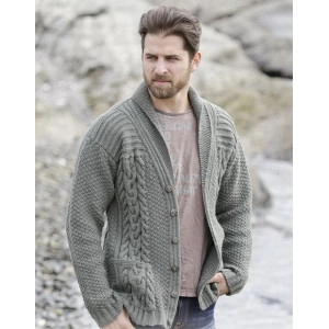 Finnley by DROPS Design - Strickmuster mit Kit Strickjacke mit Zopfmus - Medium
