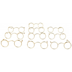 Runder Golddraht Puppenbrillen 6cm Metall - 10 Stk