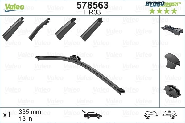 VALEO Scheibenwischer 578563 Wischblatt,Wischerblätter VW,AUDI,MERCEDES-BENZ,Golf V Schrägheck (1K1),POLO (9N_),TIGUAN (5N_),GOLF PLUS (5M1, 521)