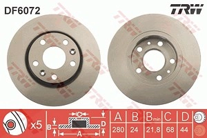 TRW Bremsscheibe DF6072 Bremsscheiben,Scheibenbremsen RENAULT,NISSAN,DACIA,MEGANE III Grandtour (KZ0/1),Scénic III (JZ0/1_)