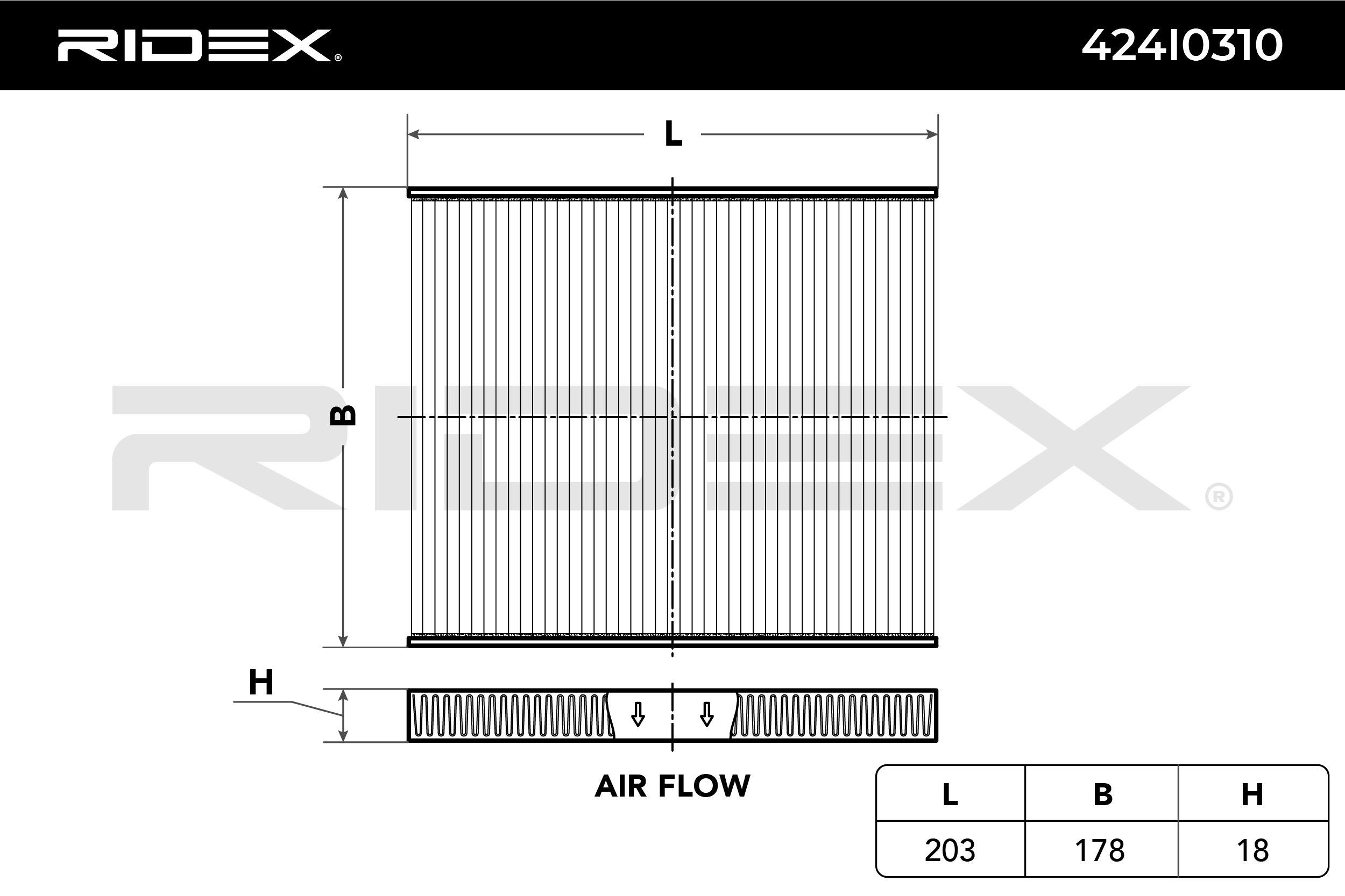 RIDEX Innenraumfilter 424I0310 Filter, Innenraumluft,Pollenfilter FORD,FIAT,HYUNDAI,KA (RU8),PANDA (169),500 (312),500 C (312),PANDA Van (169)