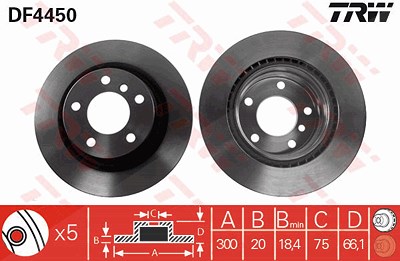 TRW Bremsscheibe DF4450 Bremsscheiben,Scheibenbremsen BMW,3 Touring (E91),3 Limousine (E90),1 Schrägheck (E87),1 Schrägheck (F20),3 Touring (F31)