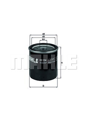 MAHLE ORIGINAL Ölfilter OC 534 Motorölfilter,Filter für Öl FIAT,PEUGEOT,TOYOTA,Sedici (FY_),107 Schrägheck (PM_, PN_),108,Yaris Schrägheck (_P9_)