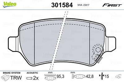 VALEO Bremsbelagsatz 301584 Bremsbeläge,Bremsklötze OPEL,KIA,CHEVROLET,ZAFIRA B (A05),Meriva A (X03),Astra H Caravan (A04),Zafira A (T98)