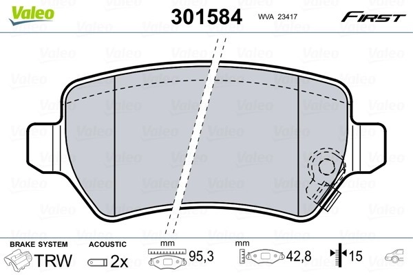 VALEO Bremsbelagsatz 301584 Bremsbeläge,Bremsklötze OPEL,KIA,CHEVROLET,ZAFIRA B (A05),Meriva A (X03),Astra H Caravan (A04),Zafira A (T98)