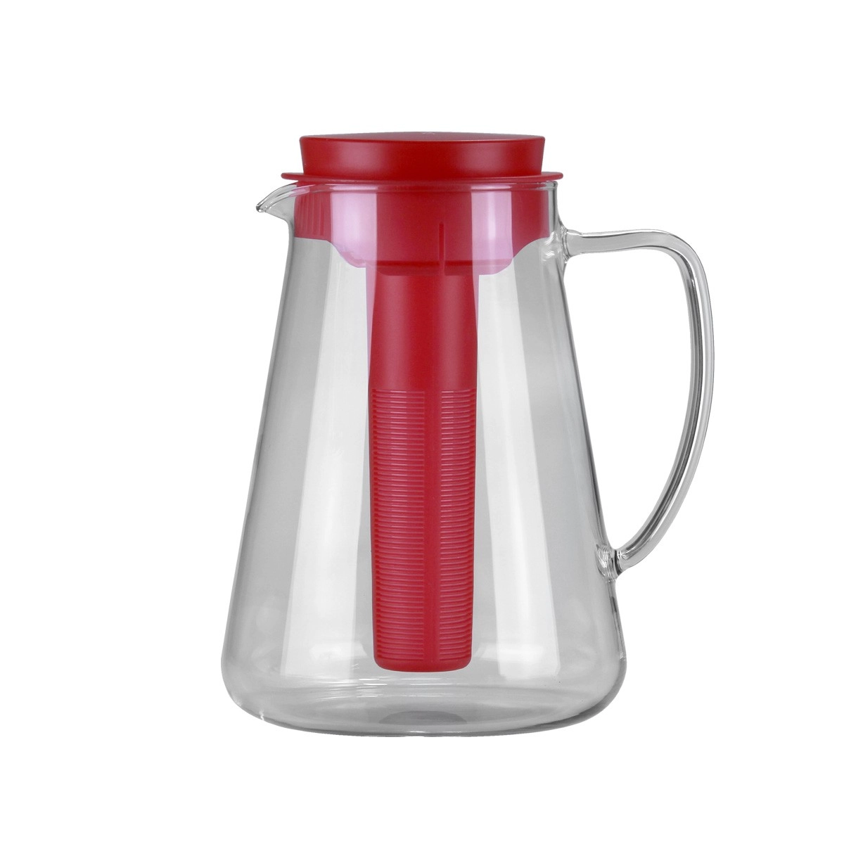 Glaskrug TEO 2.5 l, mit Teesieb und Kühleinsatz , rot