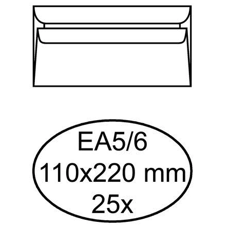 25 weiße selbstklebende Umschläge EA5/6 110 x 220 mm