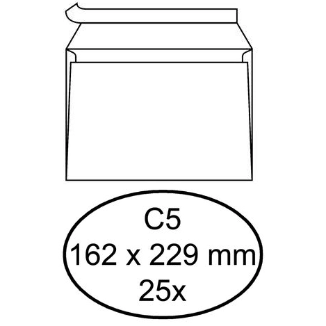 25 weiße selbstklebende Umschläge C5 162 x 229 mm