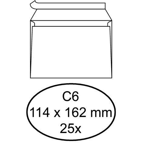 25 weiße selbstklebende Umschläge C6 114 x 162 mm