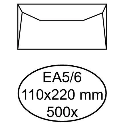 500 weiße gummierte Umschläge EA5/6 110 x 220 mm