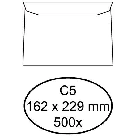 500 weiße gummierte Umschläge C5 162 x 229 mm