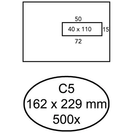 500 Selbstklebende Umschläge mit Fenster rechts C5 162 x 229 mm