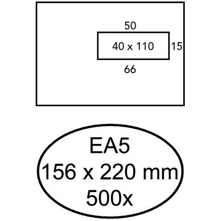 500 Gummierte Briefumschläge mit Fenster rechts EA5 156 x 220 mm