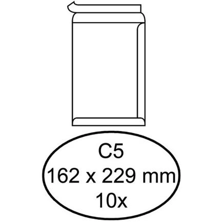 10 weiße selbstklebende Umschläge 100gr C5 162 x 229 mm