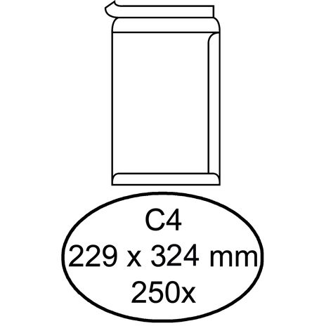 250 weiße selbstklebende Umschläge 120gr C4 229 x 324 mm