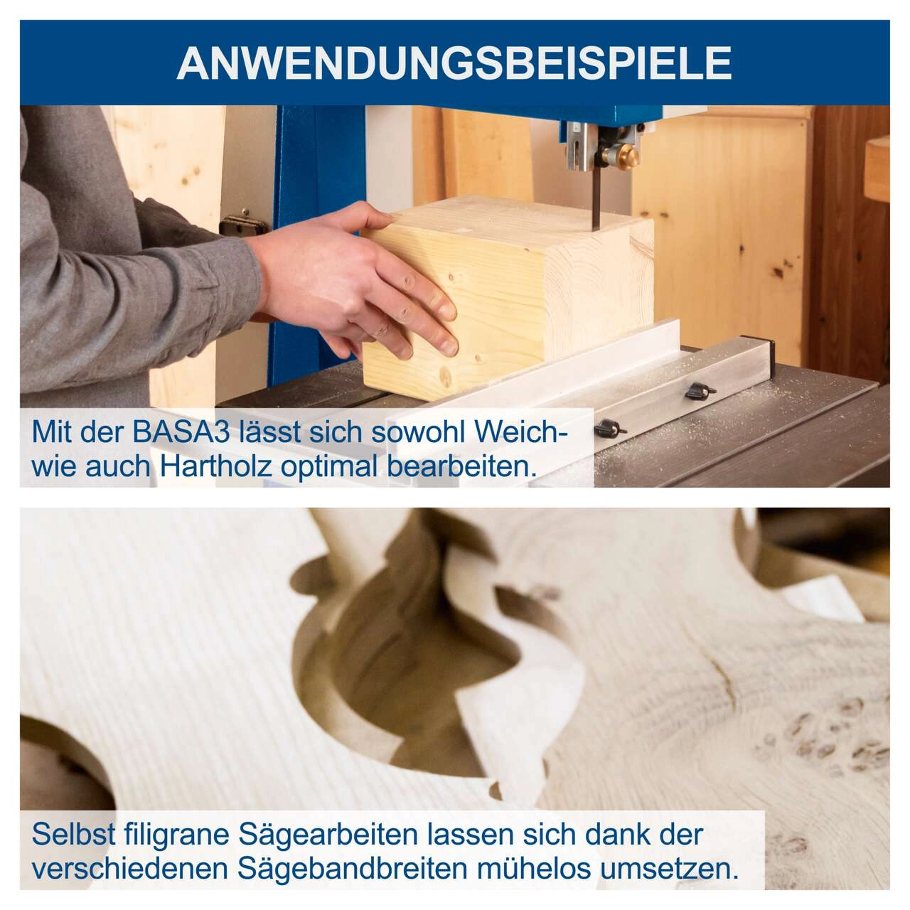 Bandsäge BASA3 Scheppach - 230V | 800W | max. Durchlasshöhe: 205 mm / Durchlassbreite: 306mm