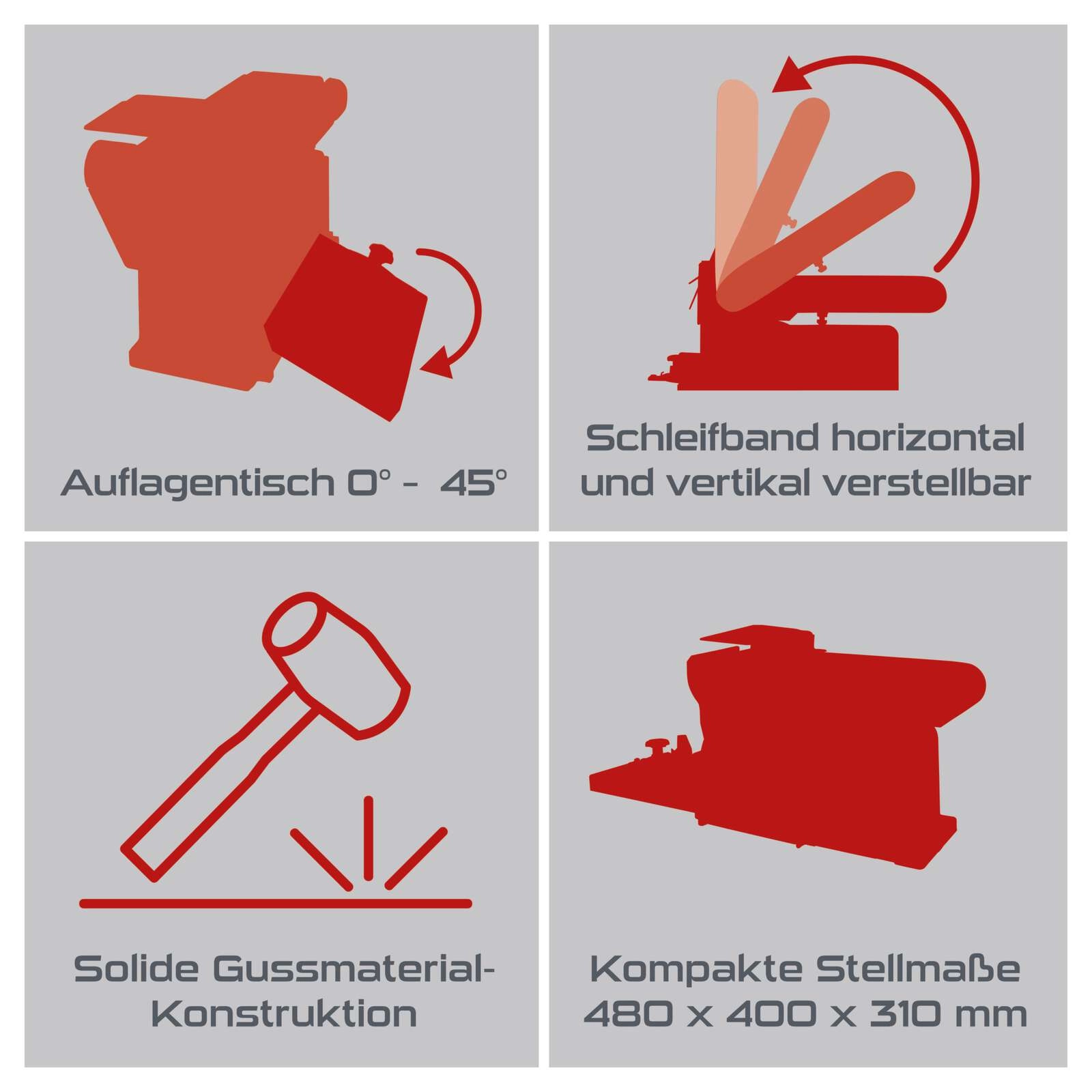Band- und Tellerschleifer PX-BTS-370 Practixx - Schleifmaschine für Holz | 370W | Ø150mm Schleifteller | Bandlänge 100x915mm | inkl. 6-tlg Schleifset