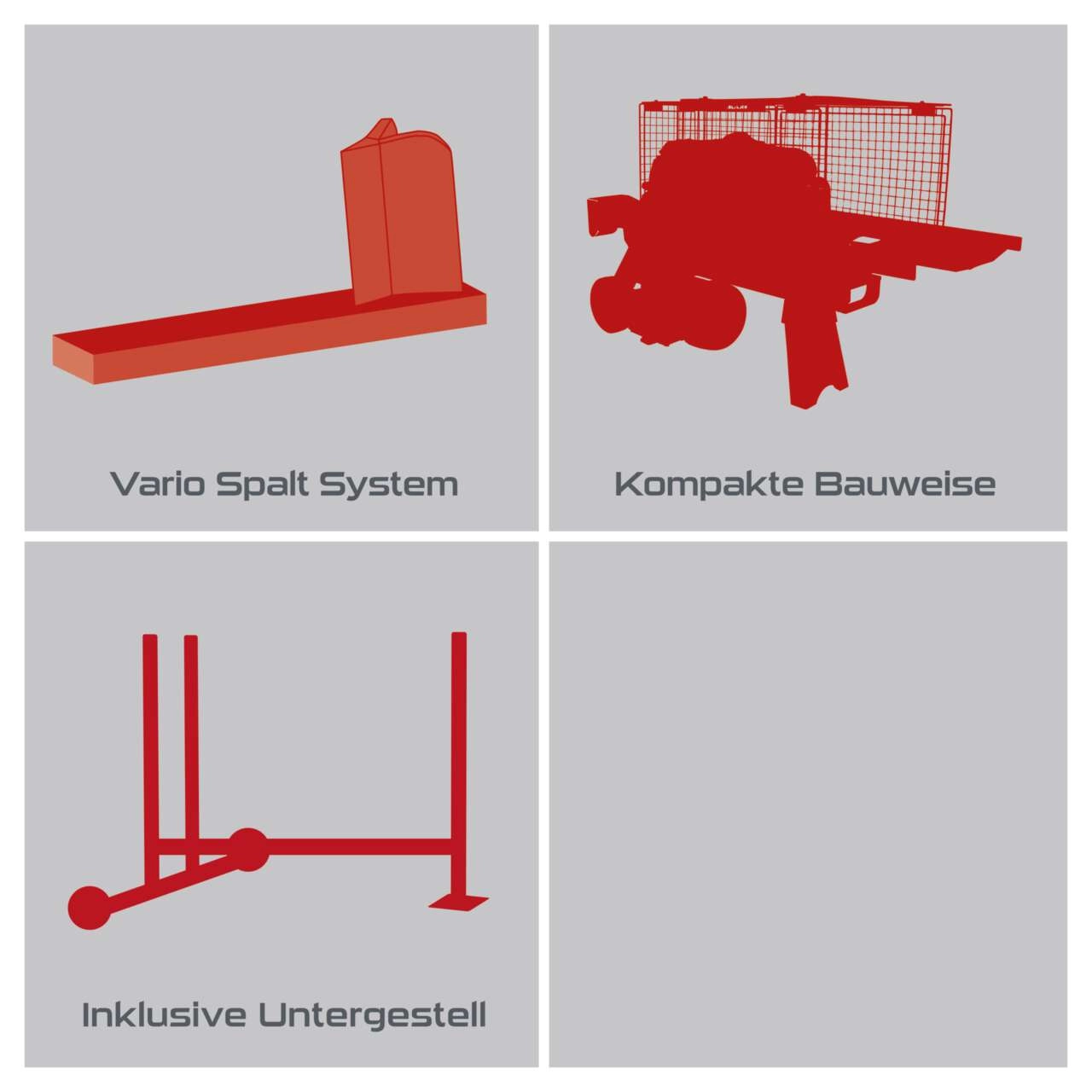 Holzspalter liegend PX-LS-7t Practixx - 230V | 7t Spaltkraft | 52cm Spaltlänge | inkl. Untergestell