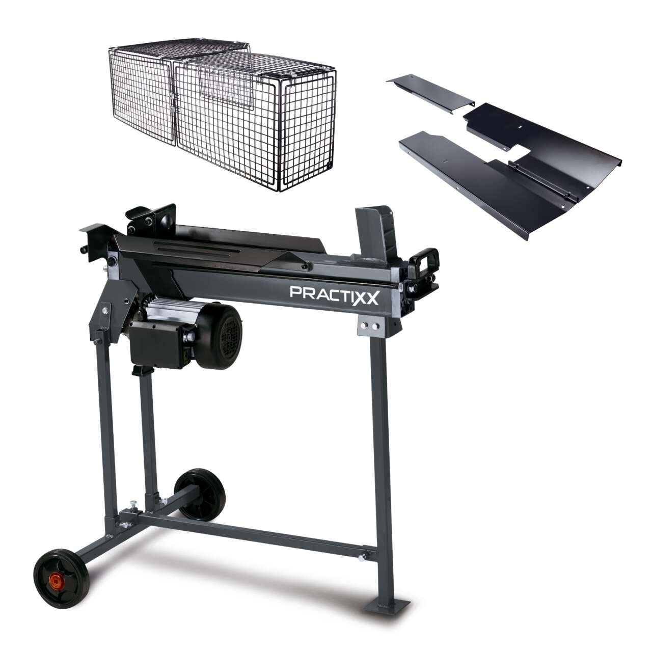 Holzspalter liegend PX-LS-7t Practixx - 230V | 7t Spaltkraft | 52cm Spaltlänge | inkl. Untergestell