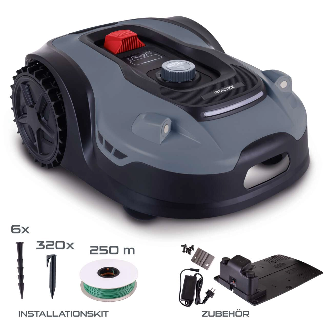 Mähroboter PX-RRM-2000Wi Practixx - 2000 qm² | 22cm Schnittbreite | 20-60 mm Schnitthöhe | Wifi & BT