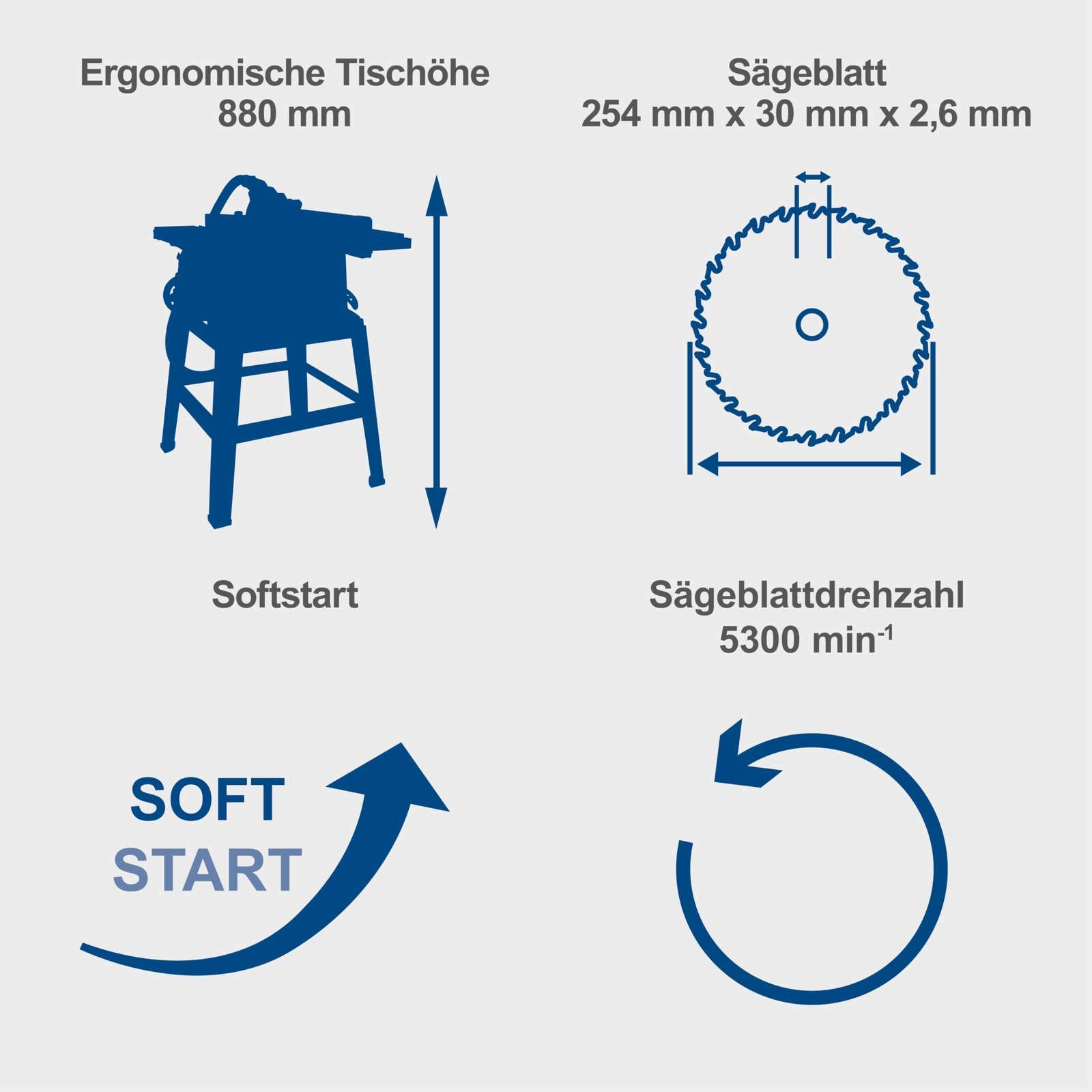Tischkreissäge HS254 Scheppach - 85mm Schnitthöhe | 2200W | mit Softstart | inkl. Tischverbreiterung