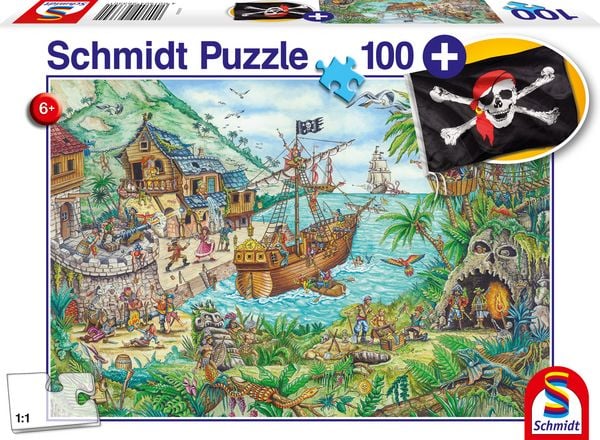 Puzzle In der Piratenbucht, 100 Teile, mit Piratenflagge