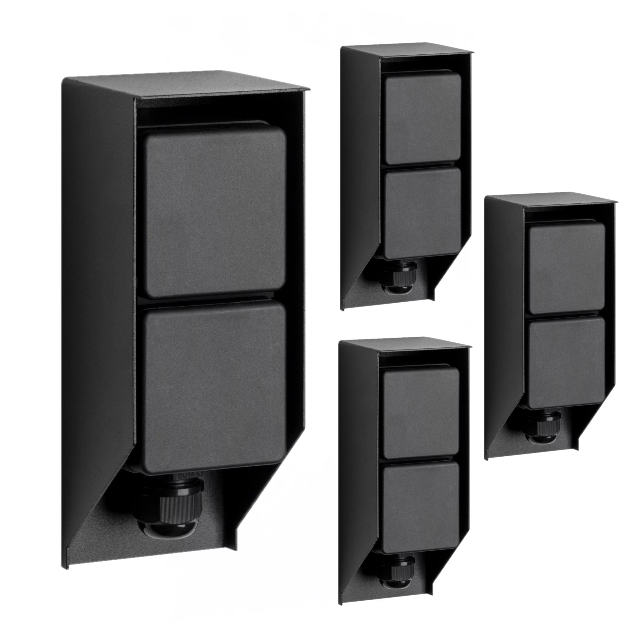 Set von 4 Gartensteckdosen Double Wall Außensteckdose Schwarz