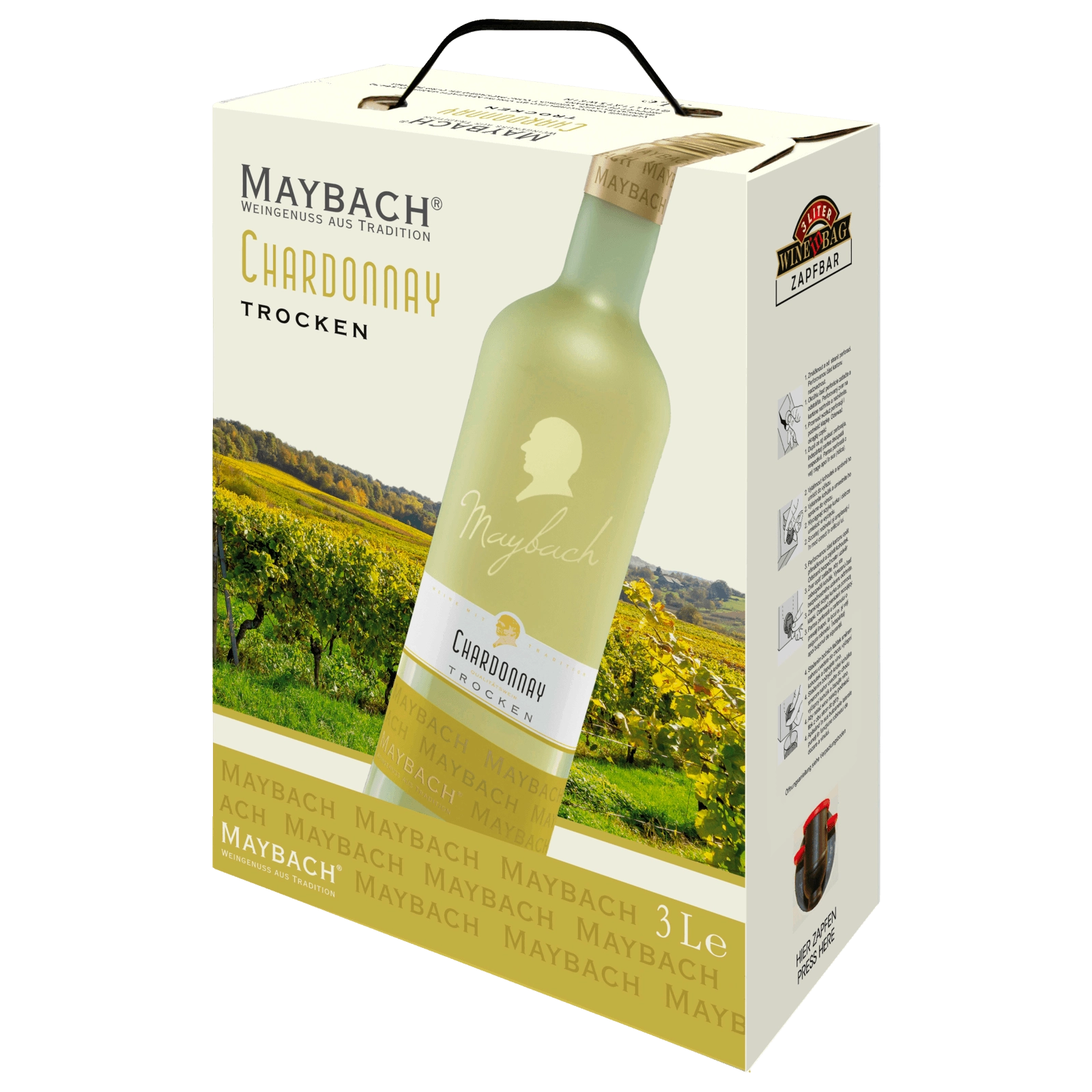 Maybach Weißwein Chardonnay QbA trocken 3l