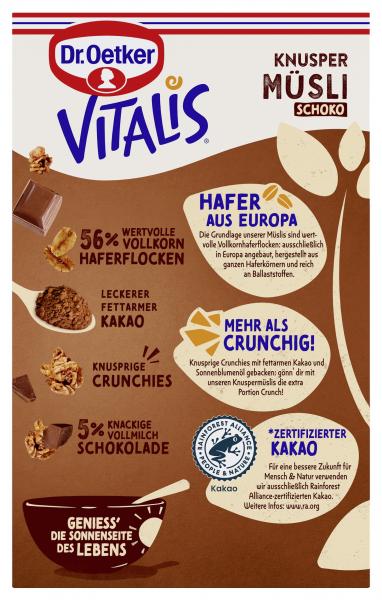 Dr.Oetker Vitalis Knuspermüsli Schoko 500G