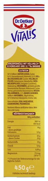 Dr.Oetker Vitalis Knuspermüsli Schoko Banane 450G
