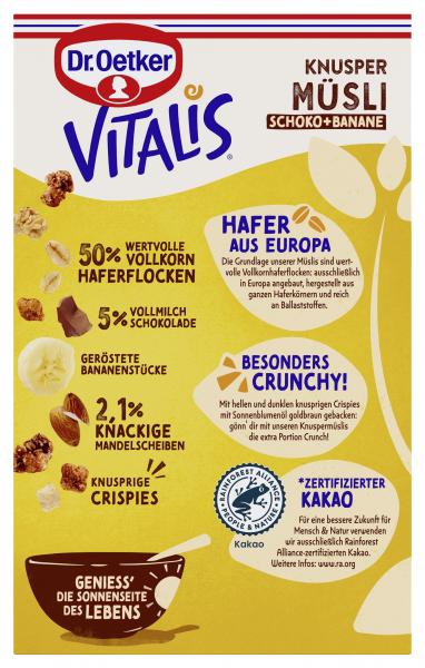 Dr.Oetker Vitalis Knuspermüsli Schoko Banane 450G