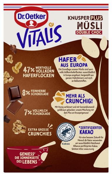 Dr.Oetker Vitalis Knusper Plus Double Chocolate 420G