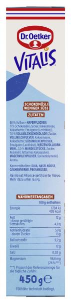 Dr.Oetker Vitalis Weniger süß Schoko Müsli 450G