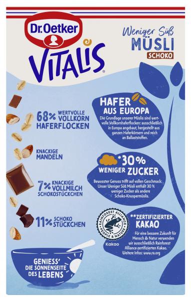 Dr.Oetker Vitalis Weniger süß Schoko Müsli 450G