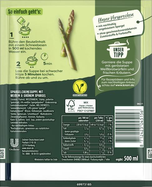 Knorr Feinschmecker Spargel Suppe weiß und grün 500ML
