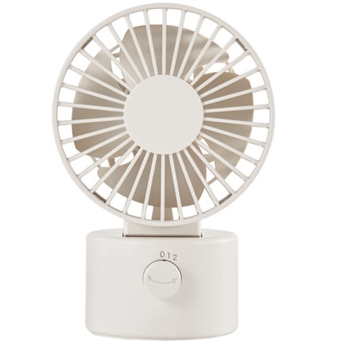 USB‐Tischventilator mit Schwingfunktion, weiß.
