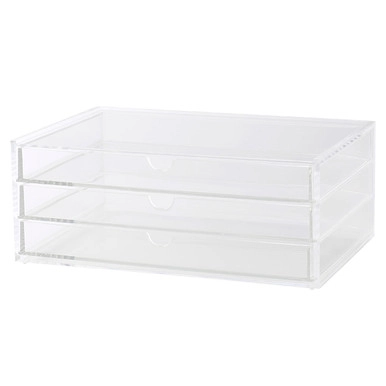 Acrylbox mit drei Schubladen.