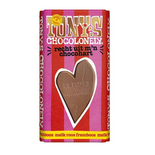 Tony&apos;s Chocolonely - Geschenk Tafel: Direkt aus meinem Schokoladenherzen (Vollmilchschokolade Rose Himbeere) - 180g