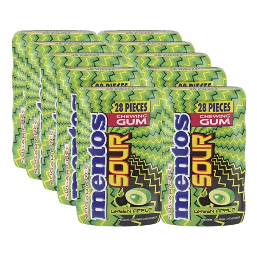 Mentos - Sour Gum Green Apple Zuckerfrei - 10x 28er