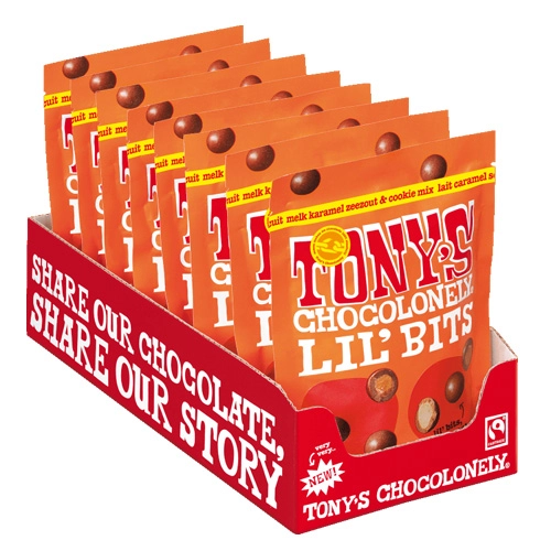 Tony&apos;s Chocolonely - Lil'Bits Vollmilch Karamell Meersalz & Keks Mischung - 8x 120g