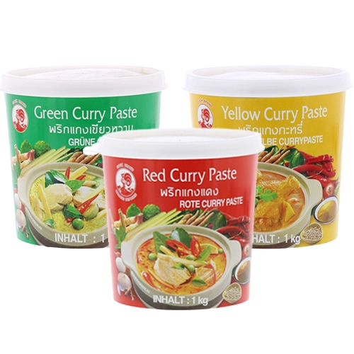 Cock Brand - Currypaste (Gelb/Grün/Rot) - 3x 1kg