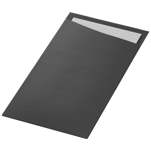 Duni - Sacchetto Schwarz 11,5 x 23 cm mit Serviette Weiß - 60 Stück