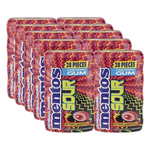 Mentos - Sour Gum Strawberry Zuckerfrei - 10x 28er